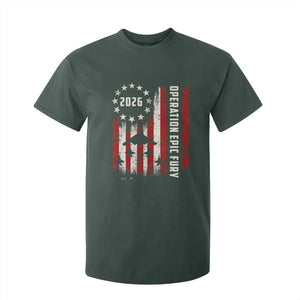 Operation Epic Fury 2026 American Flag Bomber T Shirt For Kid B2 Spirit Patriotic Air Dominance TS02 Dark Forest Green Print Your Wear