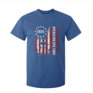 Operation Epic Fury 2026 American Flag Bomber T Shirt For Kid B2 Spirit Patriotic Air Dominance TS02 Royal Blue Print Your Wear