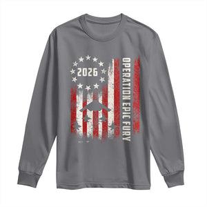 Operation Epic Fury 2026 American Flag Bomber Long Sleeve Shirt B2 Spirit Patriotic Air Dominance TS02 Charcoal Print Your Wear