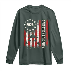 Operation Epic Fury 2026 American Flag Bomber Long Sleeve Shirt B2 Spirit Patriotic Air Dominance TS02 Dark Forest Green Print Your Wear