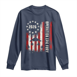 Operation Epic Fury 2026 American Flag Bomber Long Sleeve Shirt B2 Spirit Patriotic Air Dominance TS02 Navy Print Your Wear