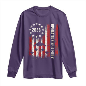 Operation Epic Fury 2026 American Flag Bomber Long Sleeve Shirt B2 Spirit Patriotic Air Dominance TS02 Purple Print Your Wear