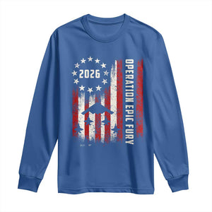 Operation Epic Fury 2026 American Flag Bomber Long Sleeve Shirt B2 Spirit Patriotic Air Dominance TS02 Royal Blue Print Your Wear