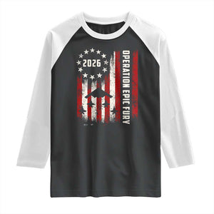 Operation Epic Fury 2026 American Flag Bomber Raglan Shirt B2 Spirit Patriotic Air Dominance TS02 Black White Print Your Wear