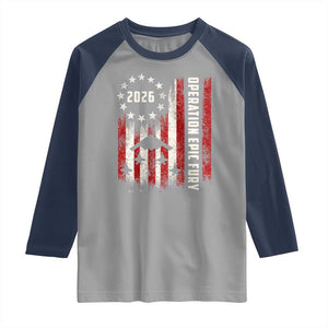 Operation Epic Fury 2026 American Flag Bomber Raglan Shirt B2 Spirit Patriotic Air Dominance TS02 Sport Gray Navy Print Your Wear