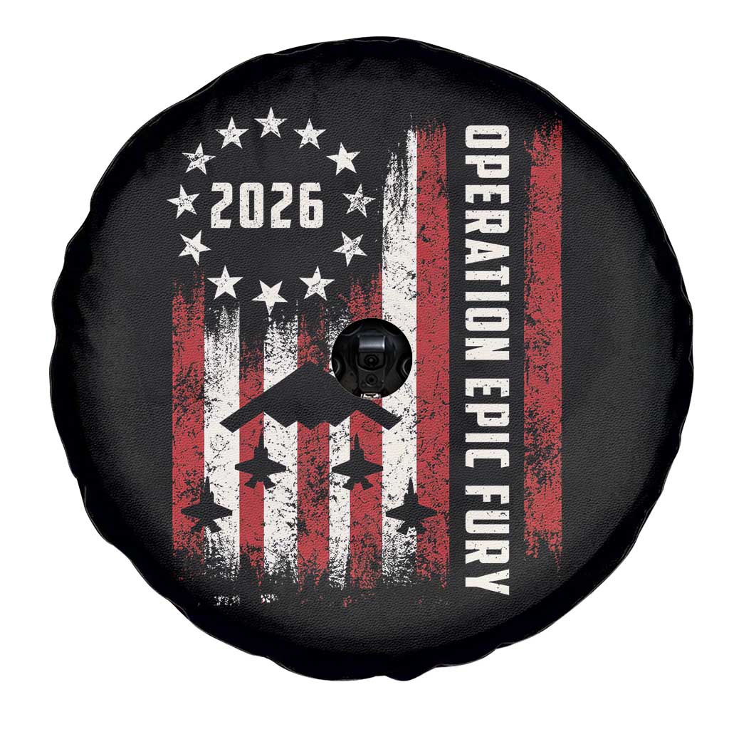 Operation Epic Fury 2026 American Flag Bomber Spare Tire Cover B2 Spirit Patriotic Air Dominance TS02 Print Your Wear