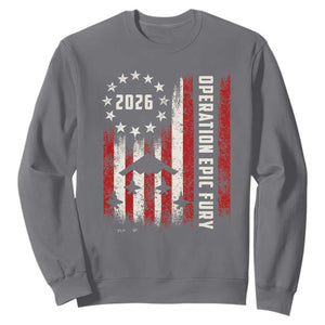 Operation Epic Fury 2026 American Flag Bomber Sweatshirt B2 Spirit Patriotic Air Dominance TS02 Charcoal Print Your Wear