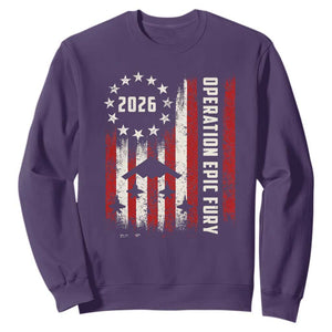 Operation Epic Fury 2026 American Flag Bomber Sweatshirt B2 Spirit Patriotic Air Dominance TS02 Purple Print Your Wear