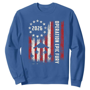 Operation Epic Fury 2026 American Flag Bomber Sweatshirt B2 Spirit Patriotic Air Dominance TS02 Royal Blue Print Your Wear