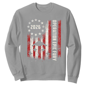 Operation Epic Fury 2026 American Flag Bomber Sweatshirt B2 Spirit Patriotic Air Dominance TS02 Sport Gray Print Your Wear