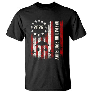 Operation Epic Fury 2026 American Flag Bomber T Shirt B2 Spirit Patriotic Air Dominance TS02 Black Print Your Wear