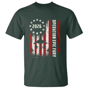 Operation Epic Fury 2026 American Flag Bomber T Shirt B2 Spirit Patriotic Air Dominance TS02 Dark Forest Green Print Your Wear
