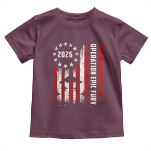 Operation Epic Fury 2026 American Flag Bomber Toddler T Shirt B2 Spirit Patriotic Air Dominance TS02 Maroon Print Your Wear