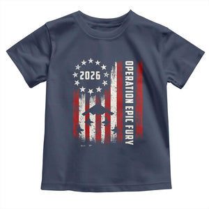 Operation Epic Fury 2026 American Flag Bomber Toddler T Shirt B2 Spirit Patriotic Air Dominance TS02 Navy Print Your Wear