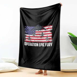 Operation Epic Fury Fighter Jet Formation American Flag Throw Blanket B12 Spirit USA Strength and Freedom TS02 Print Your Wear