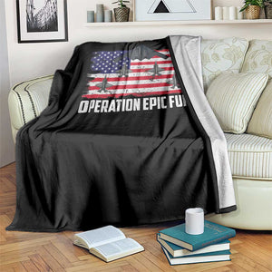 Operation Epic Fury Fighter Jet Formation American Flag Throw Blanket B12 Spirit USA Strength and Freedom TS02 Print Your Wear