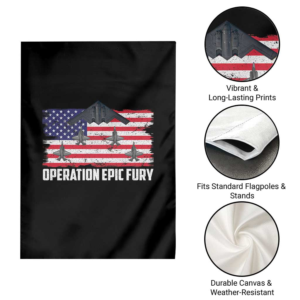 Operation Epic Fury Fighter Jet Formation American Flag Garden Flag B12 Spirit USA Strength and Freedom TS02 Print Your Wear