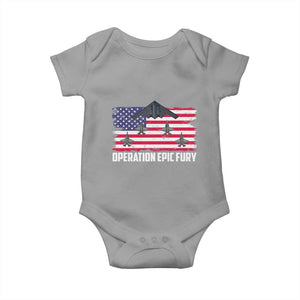 Operation Epic Fury Fighter Jet Formation American Flag Baby Onesie B12 Spirit USA Strength and Freedom TS02 Sport Gray Print Your Wear