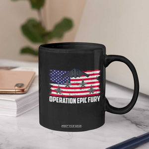 Operation Epic Fury Fighter Jet Formation American Flag Coffee Mug B12 Spirit USA Strength and Freedom TS02 Print Your Wear