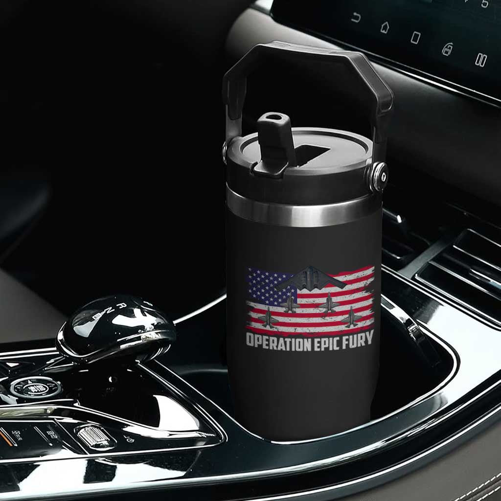 Operation Epic Fury Fighter Jet Formation American Flag Flip Straw Tumbler B12 Spirit USA Strength and Freedom TS02 Print Your Wear