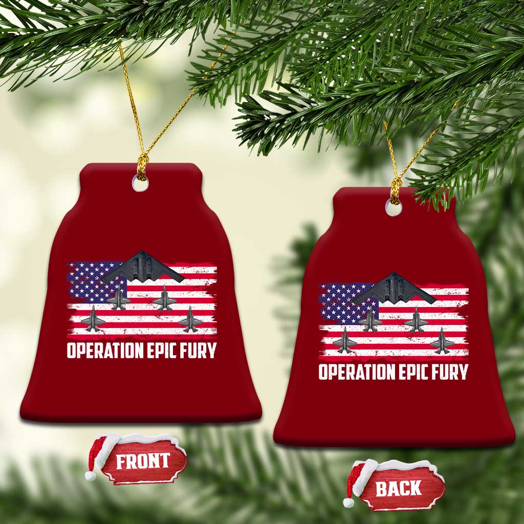 Operation Epic Fury Fighter Jet Formation American Flag Ceramic Ornament B12 Spirit USA Strength and Freedom TS02 Print Your Wear