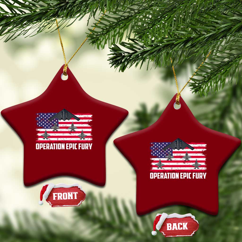 Operation Epic Fury Fighter Jet Formation American Flag Ceramic Ornament B12 Spirit USA Strength and Freedom TS02 Print Your Wear