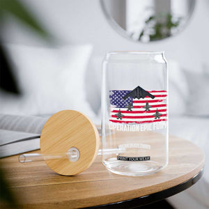 Operation Epic Fury Fighter Jet Formation American Flag Glass Can B12 Spirit USA Strength and Freedom TS02 Print Your Wear