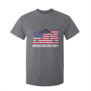 Operation Epic Fury Fighter Jet Formation American Flag T Shirt For Kid B12 Spirit USA Strength and Freedom TS02 Charcoal Print Your Wear