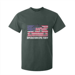 Operation Epic Fury Fighter Jet Formation American Flag T Shirt For Kid B12 Spirit USA Strength and Freedom TS02 Dark Forest Green Print Your Wear