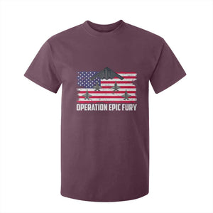 Operation Epic Fury Fighter Jet Formation American Flag T Shirt For Kid B12 Spirit USA Strength and Freedom TS02 Maroon Print Your Wear