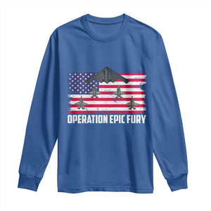 Operation Epic Fury Fighter Jet Formation American Flag Long Sleeve Shirt B12 Spirit USA Strength and Freedom TS02 Royal Blue Print Your Wear