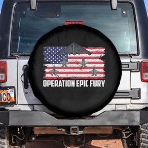 Operation Epic Fury Fighter Jet Formation American Flag Spare Tire Cover B12 Spirit USA Strength and Freedom TS02 No hole Black Print Your Wear