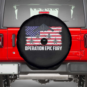 Operation Epic Fury Fighter Jet Formation American Flag Spare Tire Cover B12 Spirit USA Strength and Freedom TS02 Black Print Your Wear
