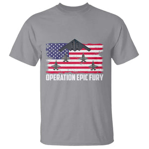 Operation Epic Fury Fighter Jet Formation American Flag T Shirt B12 Spirit USA Strength and Freedom TS02 Sport Gray Print Your Wear