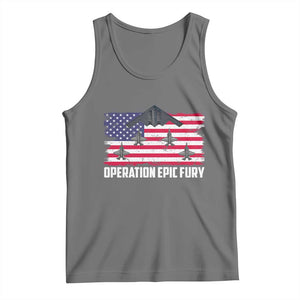 Operation Epic Fury Fighter Jet Formation American Flag Tank Top B12 Spirit USA Strength and Freedom TS02 Black Heather Print Your Wear