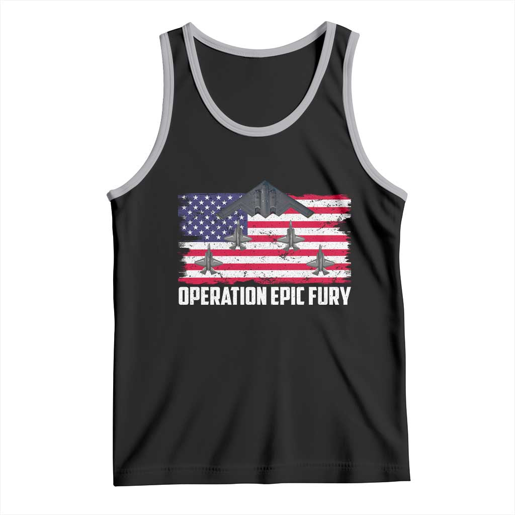 Operation Epic Fury Fighter Jet Formation American Flag Tank Top B12 Spirit USA Strength and Freedom TS02 Black Athletic Heather Print Your Wear