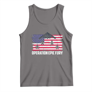 Operation Epic Fury Fighter Jet Formation American Flag Tank Top B12 Spirit USA Strength and Freedom TS02 Deep Heather Print Your Wear