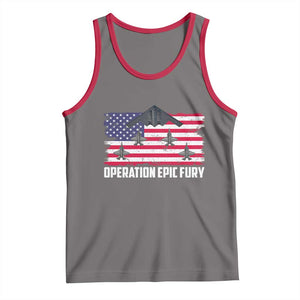 Operation Epic Fury Fighter Jet Formation American Flag Tank Top B12 Spirit USA Strength and Freedom TS02 Deep Heather Red Print Your Wear