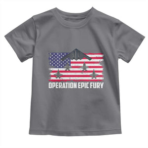 Operation Epic Fury Fighter Jet Formation American Flag Toddler T Shirt B12 Spirit USA Strength and Freedom TS02 Charcoal Print Your Wear