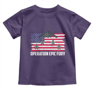 Operation Epic Fury Fighter Jet Formation American Flag Toddler T Shirt B12 Spirit USA Strength and Freedom TS02 Purple Print Your Wear
