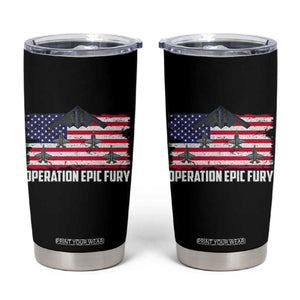 Operation Epic Fury Fighter Jet Formation American Flag Tumbler Cup B12 Spirit USA Strength and Freedom TS02 Black Print Your Wear