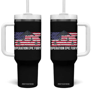 Operation Epic Fury Fighter Jet Formation American Flag Tumbler With Handle B12 Spirit USA Strength and Freedom TS02 One Size: 40 oz Black Print Your Wear