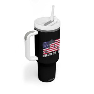 Operation Epic Fury Fighter Jet Formation American Flag Tumbler With Handle B12 Spirit USA Strength and Freedom TS02 Print Your Wear
