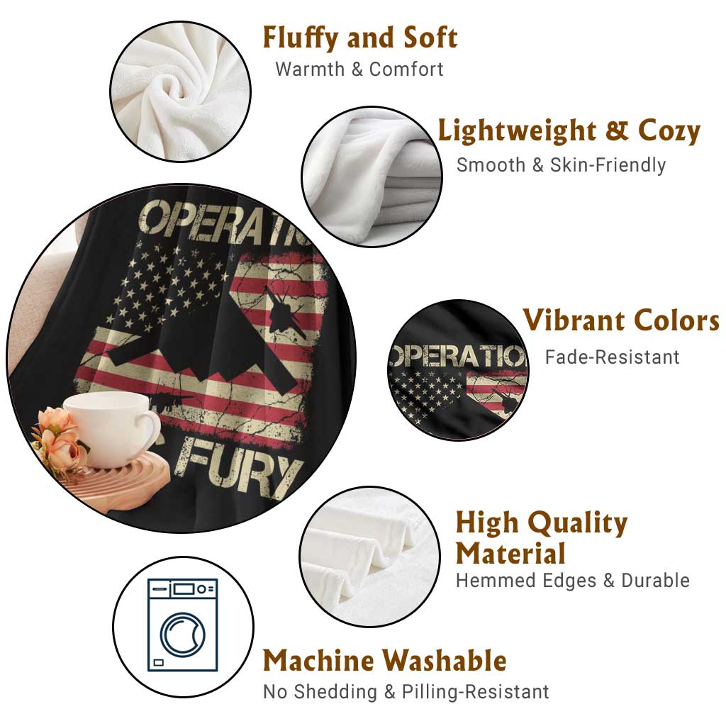 Operation Epic Fury Vintage American Flag Bomber Throw Blanket B2 Spirit Patriotic Strength TS02 Print Your Wear