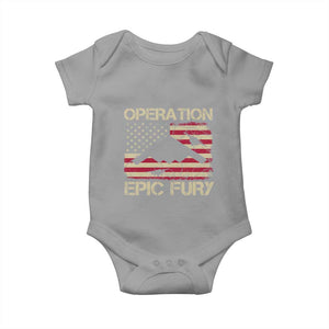 Operation Epic Fury Vintage American Flag Bomber Baby Onesie B2 Spirit Patriotic Strength TS02 Sport Gray Print Your Wear