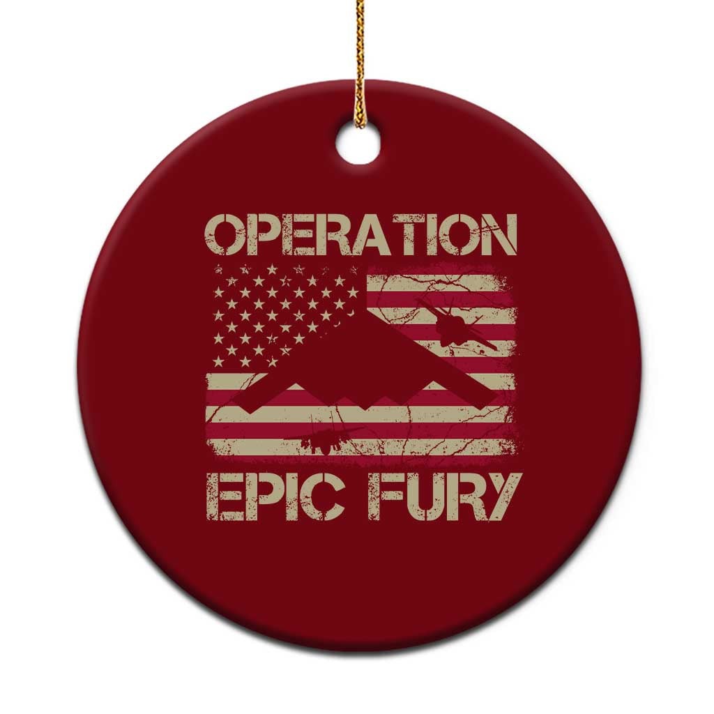 Operation Epic Fury Vintage American Flag Bomber Ceramic Ornament B2 Spirit Patriotic Strength TS02 1pc Red Print Your Wear