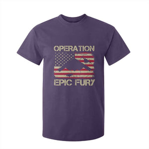 Operation Epic Fury Vintage American Flag Bomber T Shirt For Kid B2 Spirit Patriotic Strength TS02 Purple Print Your Wear