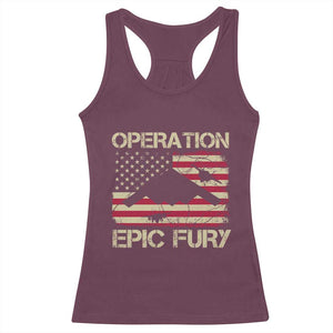Operation Epic Fury Vintage American Flag Bomber Racerback Tank Top B2 Spirit Patriotic Strength TS02 Maroon Print Your Wear