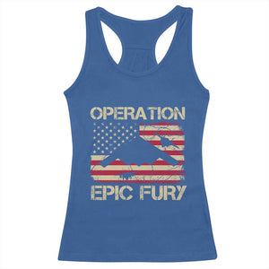 Operation Epic Fury Vintage American Flag Bomber Racerback Tank Top B2 Spirit Patriotic Strength TS02 Royal Blue Print Your Wear