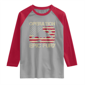 Operation Epic Fury Vintage American Flag Bomber Raglan Shirt B2 Spirit Patriotic Strength TS02 Sport Gray Red Print Your Wear